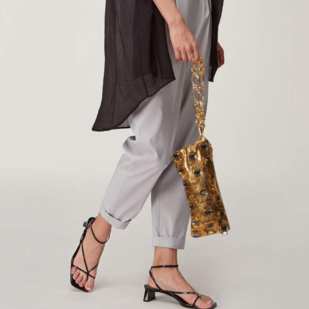 Prada Gold Python Whip Pietre Evening Clutch/Shou… - image 5